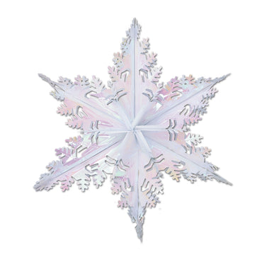 Metallic Winter Snowflake Opalescent 24in Each - Party Savers