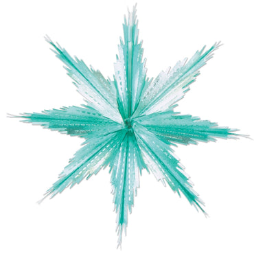 2-Tone Metallic Snowflakes Turquoise And Silver 11.5in 2pk - Party Savers