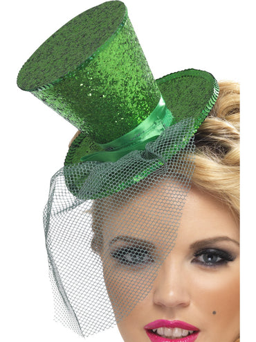 Green Fever Mini Top Hat on Headband - Party Savers