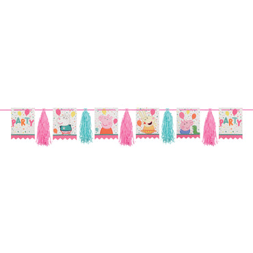 Peppa Pig Confetti Party Pennants & Tassel Glittered Garland 28cm x 3m Each
