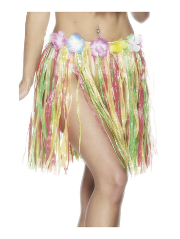 Hawaiian Hula Skirt Multi-Coloured with Flowers 46cm/18 inches - Party Savers
