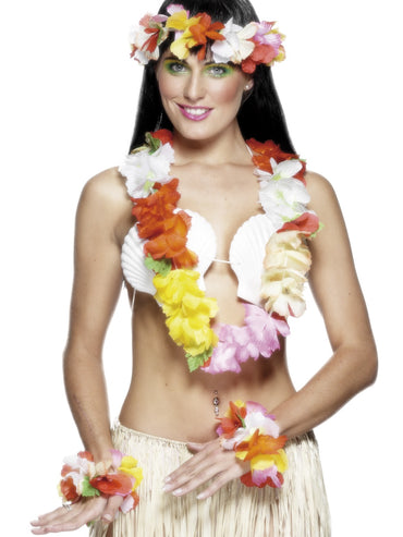Deluxe Hawaiian Set Multi-Coloured with Garland - Party Savers