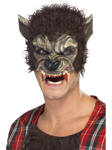 Brown Werewolf Half Face Mask - Party Savers