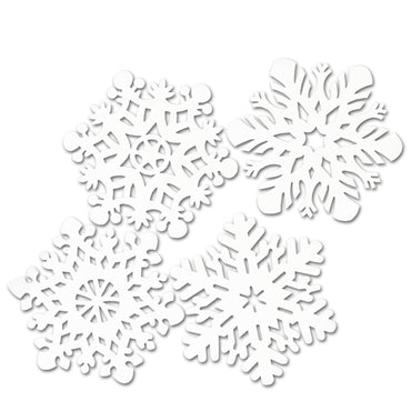 Snowflake Cutouts Packaged 14in-14.5in 4pk - Party Savers
