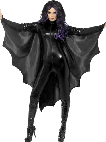 Black Vampire Bat Wings With High Collar - Party Savers