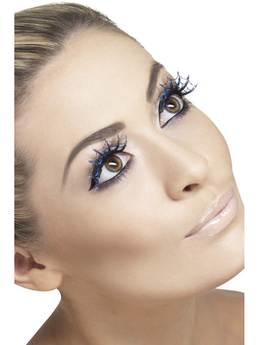 Blue Eyelashes Spiderwebs with Glitter - Party Savers