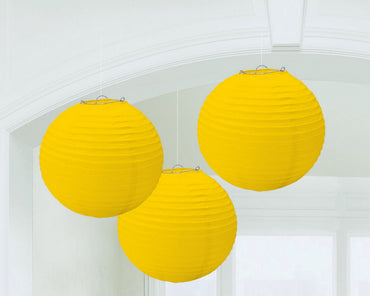 Yellow Sunshine Round Paper Lanterns 3pk 24cm - Party Savers