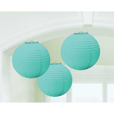 Robin Egg Blue Round Paper Lanterns 3pk 24cm - Party Savers