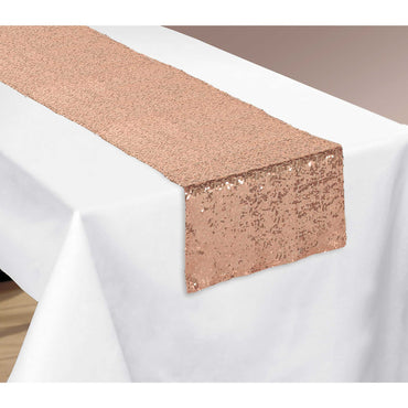 Rose Gold Sequin Table Runner  Each - Party Savers
