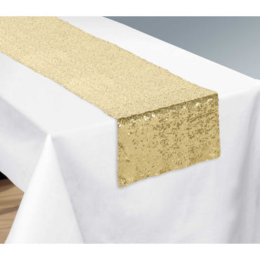 Gold Sequin Table Runner Each - Party Savers