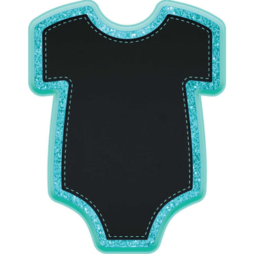 Baby Boy Bodysuit Shaped MDF Glittered Easel - Party Savers