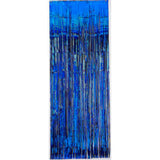 Caribbean Blue Metallic Curtain 91.4cm x 2.43m Each - Party Savers