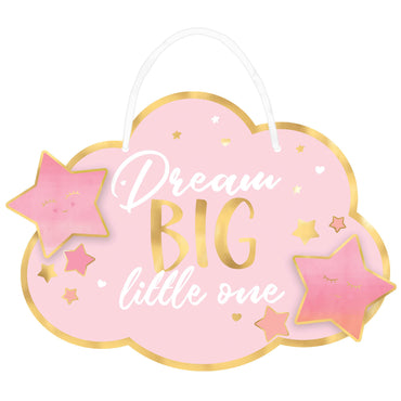 Oh Baby Girl Dream Big Little One Hot-Stamped Hanging Sign Each - Party Savers