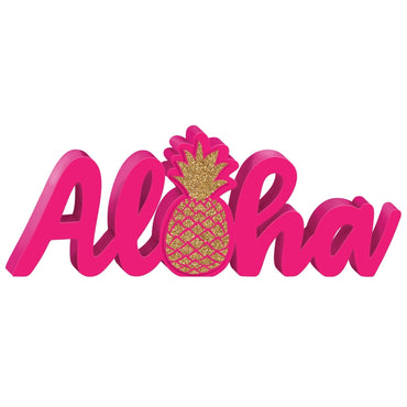 Aloha & Pineapple Standing Glittered Word Sign - Party Savers