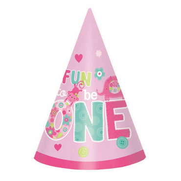 One Wild Girl Paper Cone Hat 8pk - Party Savers