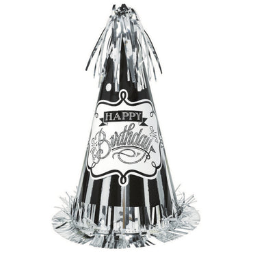 Chalkboard Birthday Large Cone Hat w/Foil Fringe - Party Savers