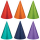 Party Cone Hats Foil Rainbow Colours 17cm 12pk