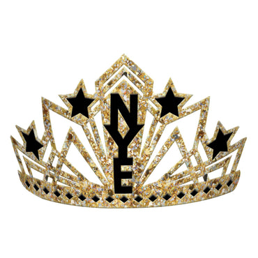 NYE Glitter Crown Black & Gold Each