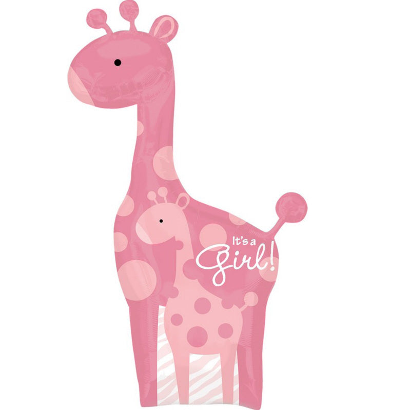 Safari Baby Girl Giraffe SuperShape Foil Balloon 64cm x 107cm - Party Savers