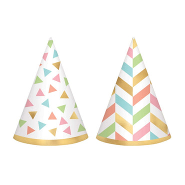Confetti Fun Mini Cone Hats Cardboard & Foil 12pk - Party Savers