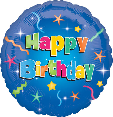 Happy Birthday Stars Self Sealing Foil Balloon 45cm - Party Savers