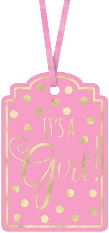 Pink Foil Stamped Paper Tags 25pk - Party Savers