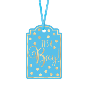 Blue Foil Stamped Paper Tags 25pk - Party Savers