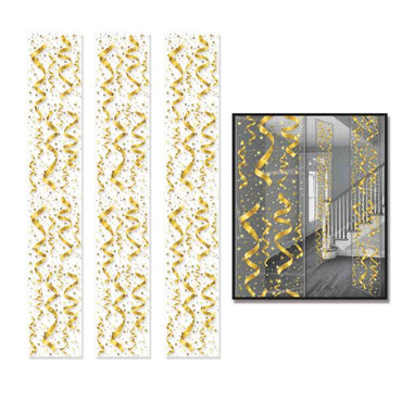 Party Panels Gold Streamers and Stars Hanging Decorations 3pk