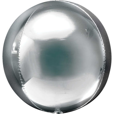 Silver Orbz Foil Balloon Packaged 38cm x 40cm - Party Savers