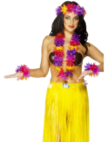 Multi Coloured Hawaiian 4 Piece Set - Party Savers