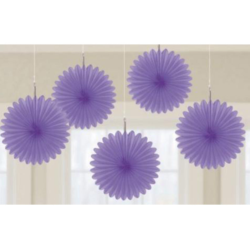 Bright Royal Blue Mini Fan Decorations 6in 5pk - Party Savers