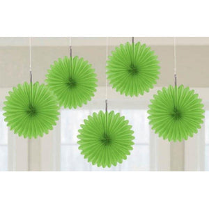New Purple Mini Fan Decorations 6in 5pk - Party Savers