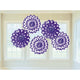 New Purple Fan Decorations Printed Paper 8in 5pk - Party Savers