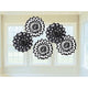 Jet Black Fan Decorations Printed Paper 8in 5pk - Party Savers