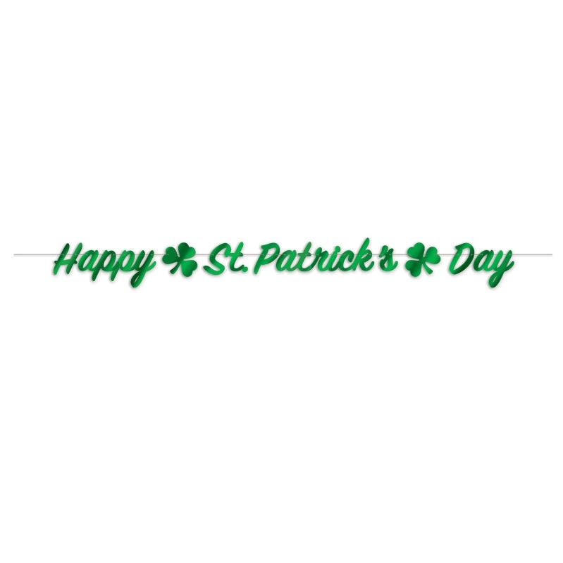 Foil Happy St. Patrick's Day Streamer 7.25in x 7ft Each - Party Savers