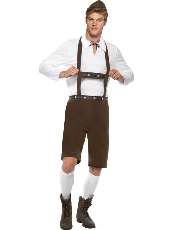 Mens Costume - Brown Lederhosen Bavarian - Party Savers