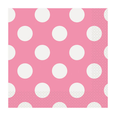 Bright Pink Dotty Lunch Napkins 33cm 16pk - Party Savers