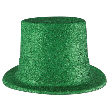 Green Glittered Top Hat - Party Savers