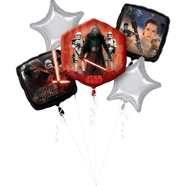 Star Wars The Force Awakens Birthday Foil Balloon Bouquet 5pk - Party Savers