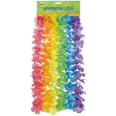 Floral Value Pack Leis - Rainbow 6pk - Party Savers