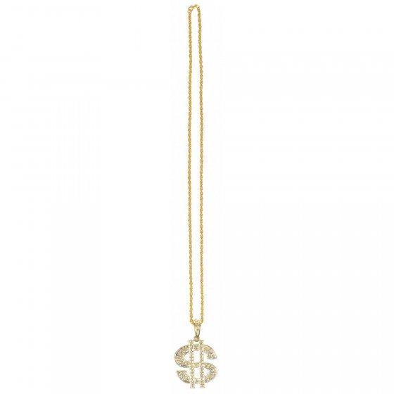 Casino Place Your Bets Gold Dollar Sign Plastic Necklace 86cm Each