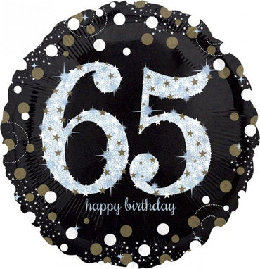 Sparkling Happy Birthday 65 Foil Balloon 45cm - Party Savers