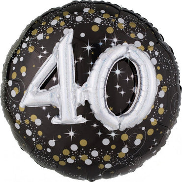 40th Sparkling Birthday Holographic Multi-Balloon 91cm Each - Party Savers