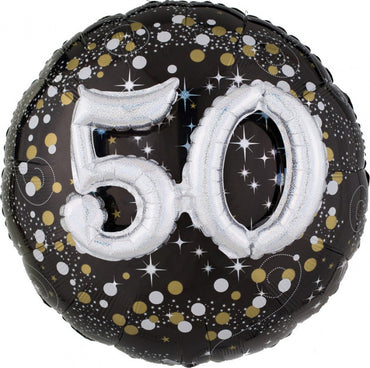 50th Sparkling Birthday Holographic Multi-Balloon 91cm Each - Party Savers