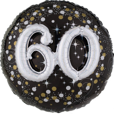 60th Sparkling Birthday Holographic Multi-Balloon 91cm Each - Party Savers