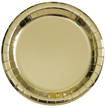 Gold Foil Round Paper Plates 18cm 8pk - Party Savers