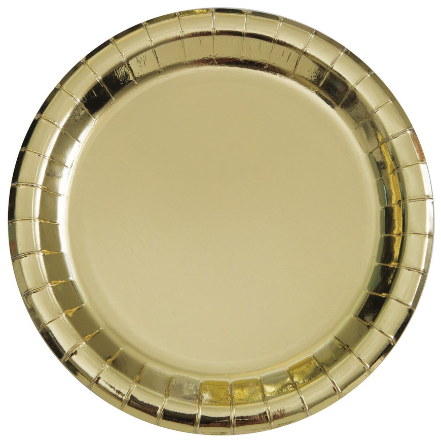 Rose Gold Foil Round Plates 23cm 8pk - Party Savers