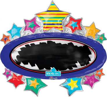 Write-On Bright Star Black Board Marquee SuperShape Foil Balloon 78cm x 71cm Each - Party Savers