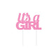 Cake Topper it's a GIRL Pink Glittered Cardboard - Party Savers