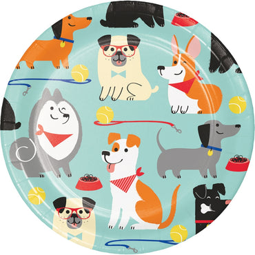 Dog Party Lunch Plates Paper 18cm 8pk - Party Savers